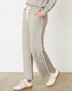 MONROW Lightknit Pant With Contrast Piping HEATHERGREY Hot